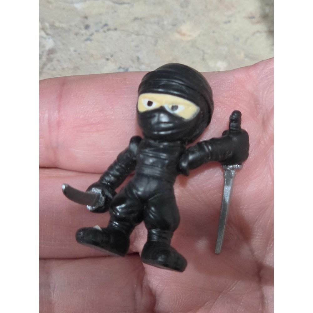 Miniature Black Ninja Action Figure Small Plastic Shinobi Warrior Toy 1.5 Inch
